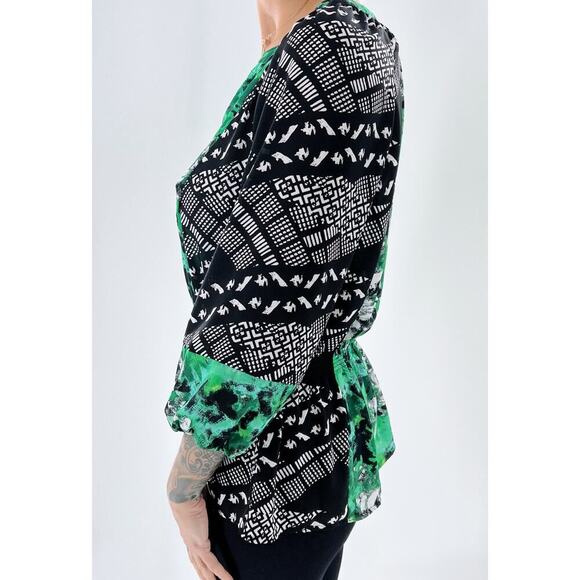 Style & Co. Green Floral Peplum Quarter Sleeve Top Size Small - Picture 2 of 4